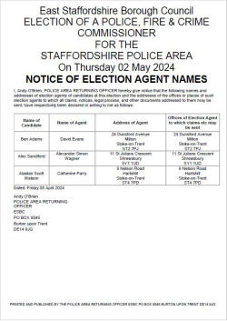 Notice Of Election Agent Names